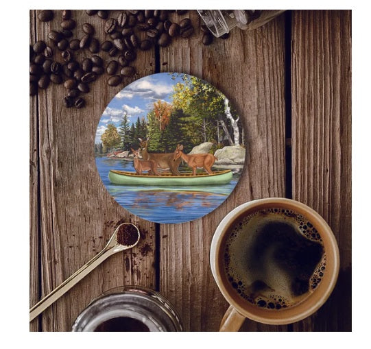 DEER IN CANOE COASTERS (SET OF 4)