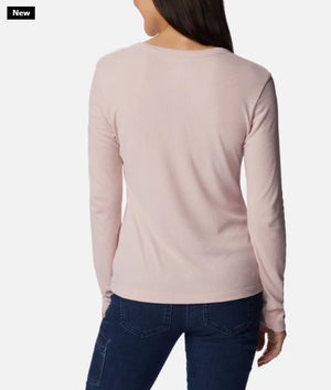 WOMEN'S CALICO BASIN RIBBED LONG SLEEVE SHIRT - DUSTY PINK