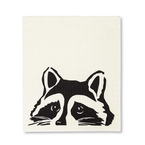 PEEKING RACCOON DISHCLOTHS.  SET OF 2