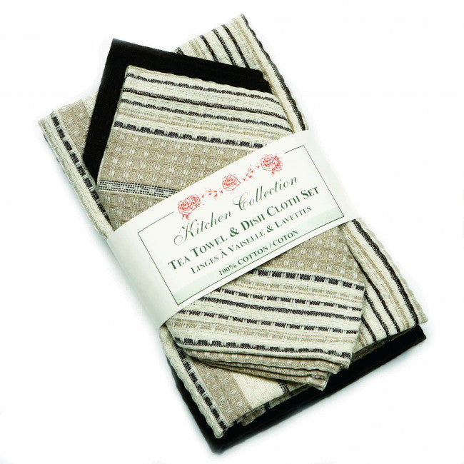 COCO STRIPES TEA TOWEL & DISH CLOTH SET