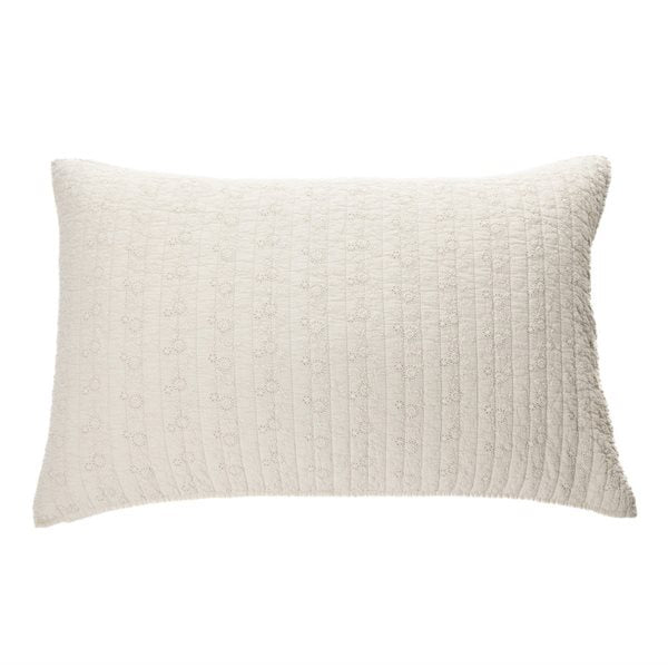 ESTELLE EMBROIDERED NATURAL KING PILLOW SHAM