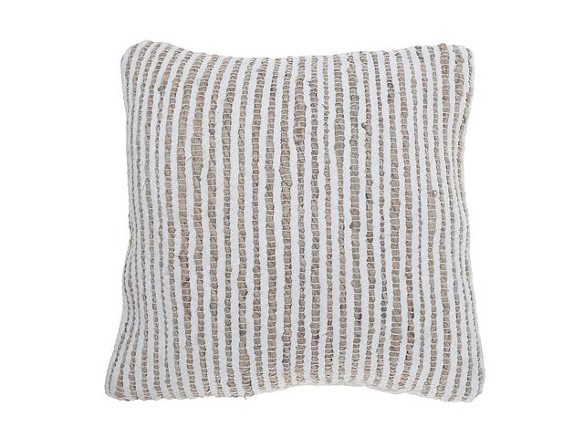 WHITE NATURAL MICRO CHENILLE & JUTE THROW CUSHION