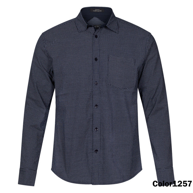 BLUE PRINTED SLIM FIT SHIRT