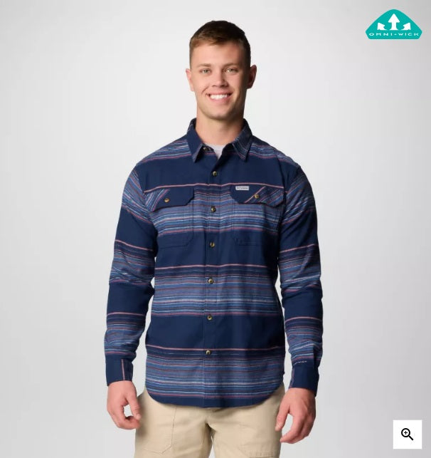 MEN'S STRETCH FLANNEL SHIRT - NAVY VISTA STRIPE