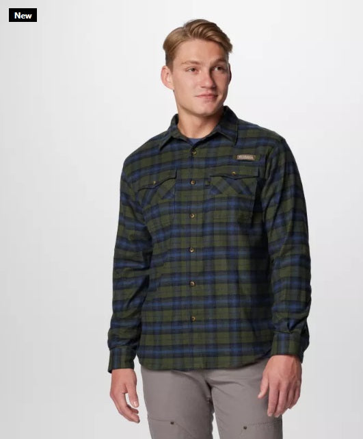 MEN'S STRETCH FLANNEL LONG SLEEVE SHIRT - SURPLUS GREEN OMBRE TARTAN