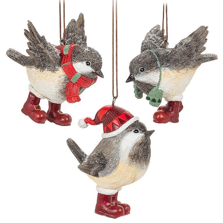 WINTER CHICKADEE ORNAMENT 3"H