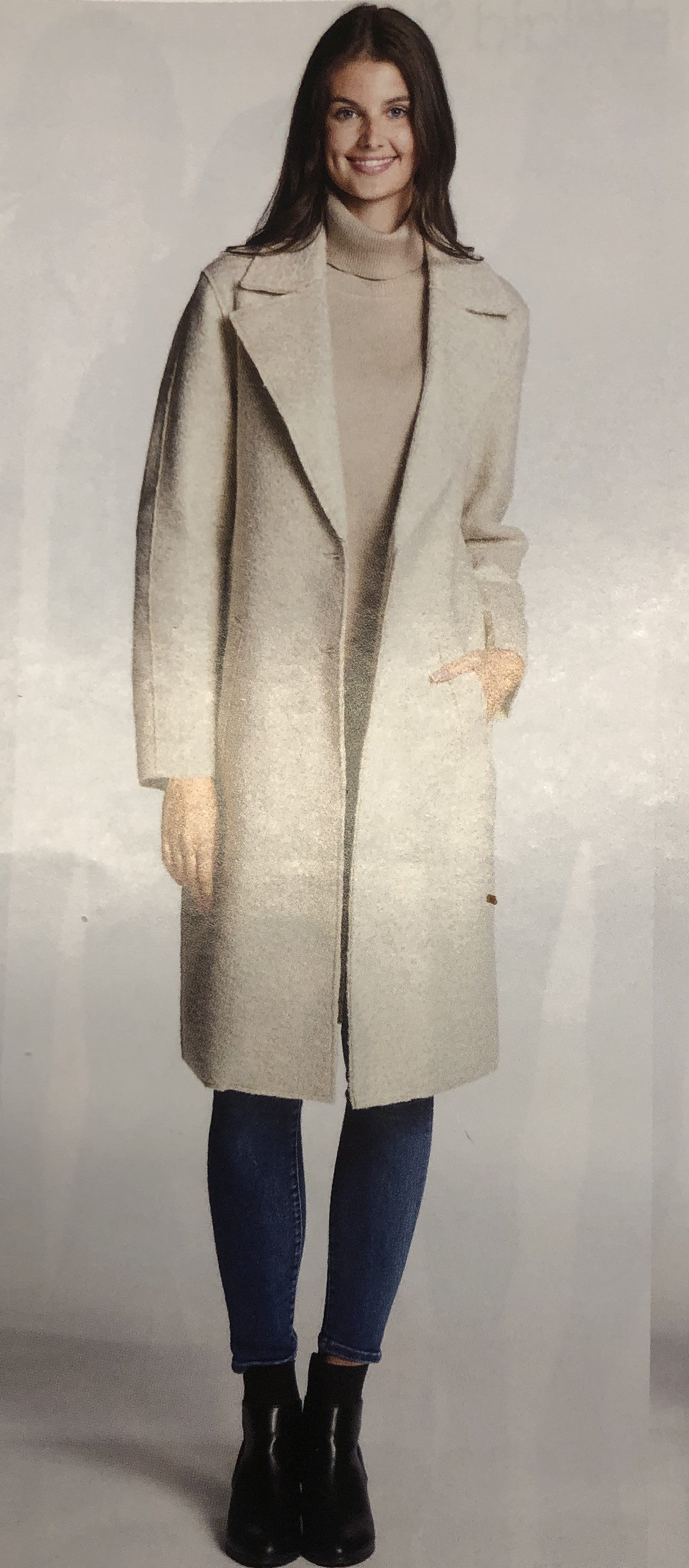 WOMEN'S LONG COAT - SAND MIX