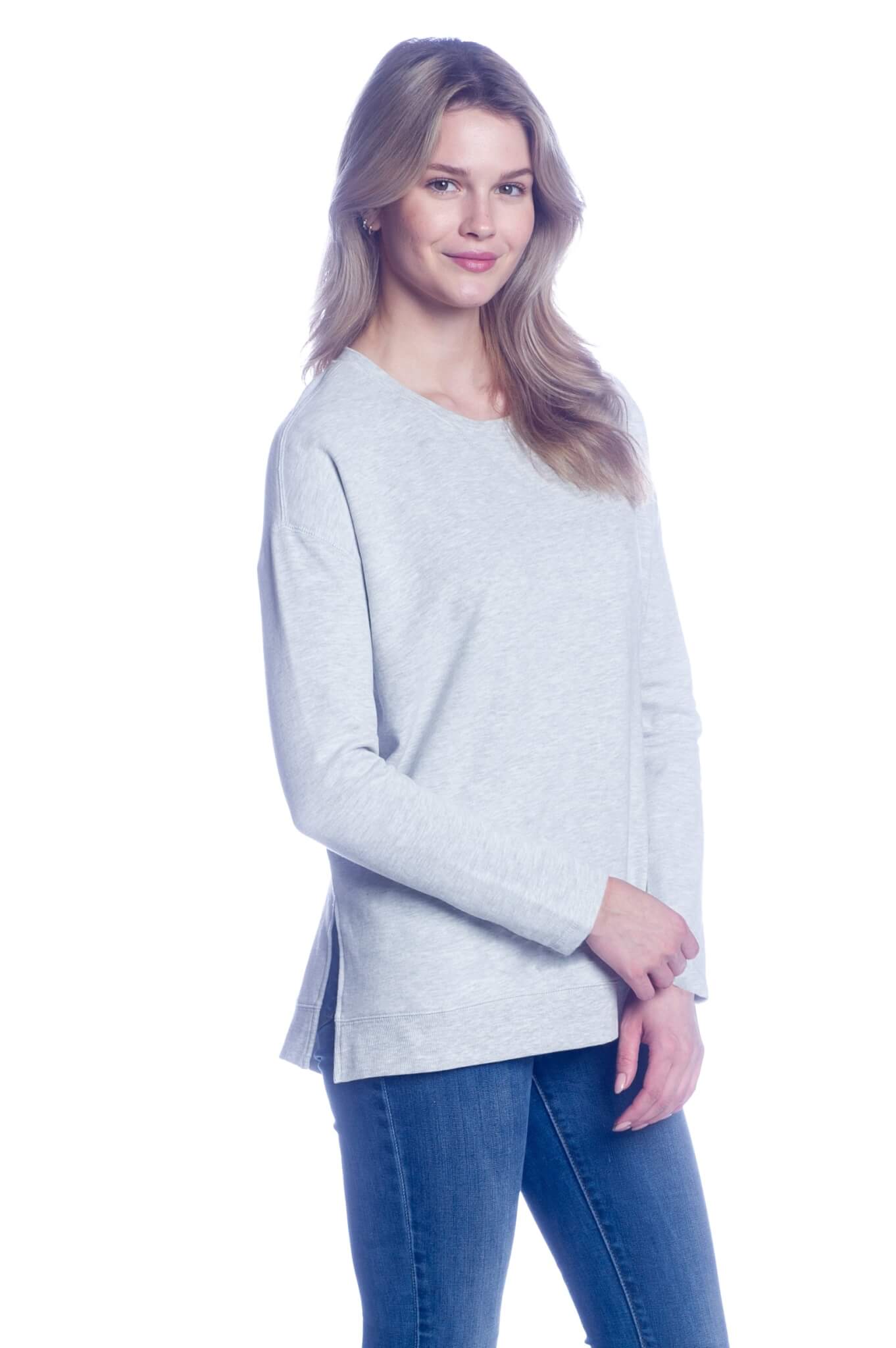 WOMEN'S CREW NECK SWEATER - SPORT GREY