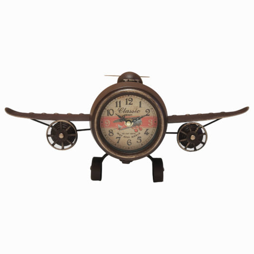 RUSTIC VINTAGE AIRPLANE TABLE CLOCK