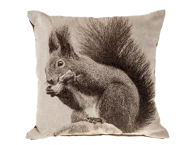 WOVEN RUSTIC CUSHION (SQUIRREL NIBBLING NUT)