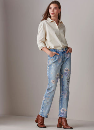 WOMEN'S FLORAL STRAIGHT LEG DENIM