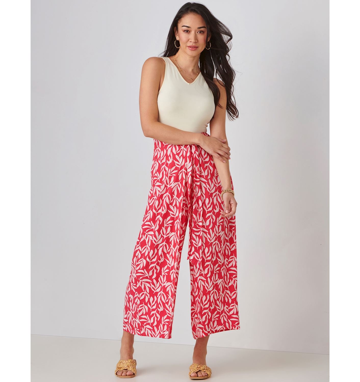 WOMEN'S PINK PRINTED PALAZZO PANTS