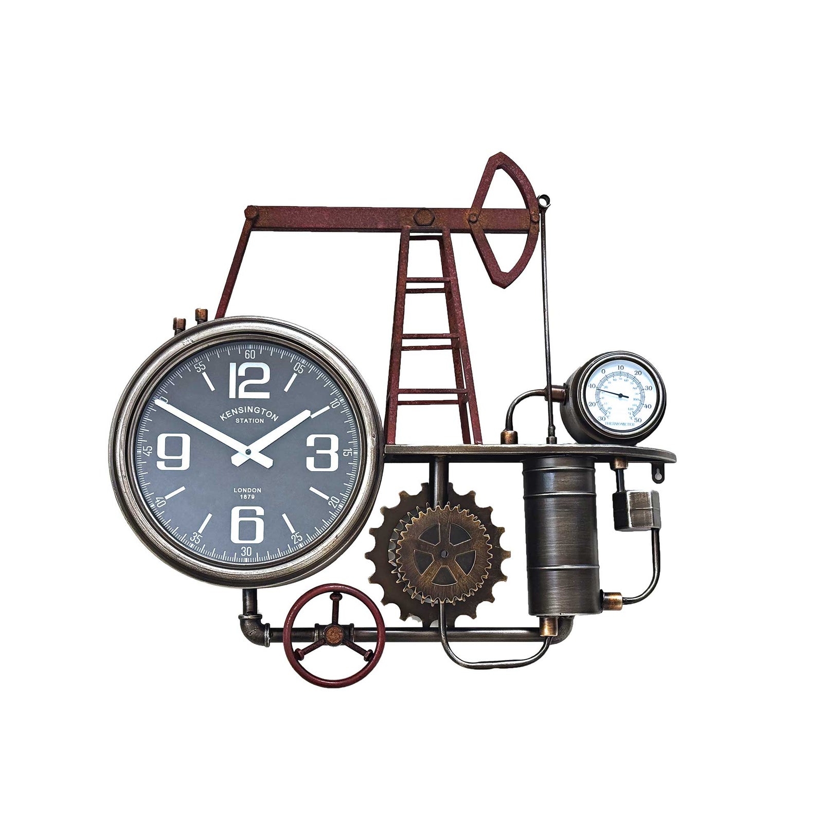 STEAMPUNK WALL CLOCK WITH HYGROMETER