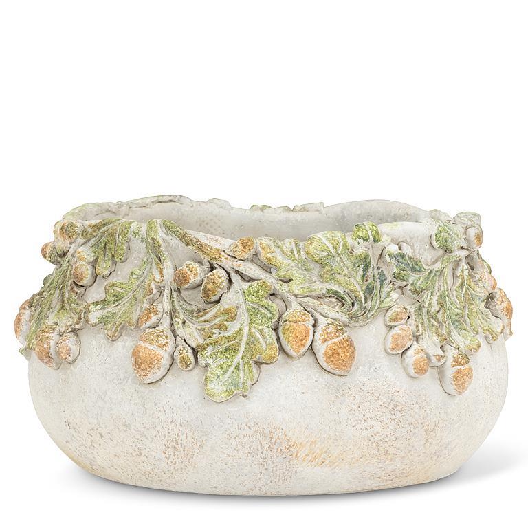 OAK LEAVES & ACORNS LOW PLANTER 5.5"H