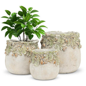 OAK LEAVES & ACORNS PLANTER 6.5"H