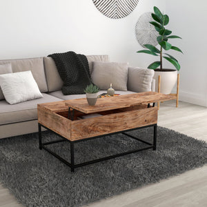 WORLDWIDE - LIFT TOP COFFEE TABLE - NATURAL BURNT