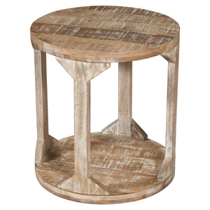 WORLDWIDE - AVNI ROUND ACCENT TABLE - DISTRESSED NATURAL