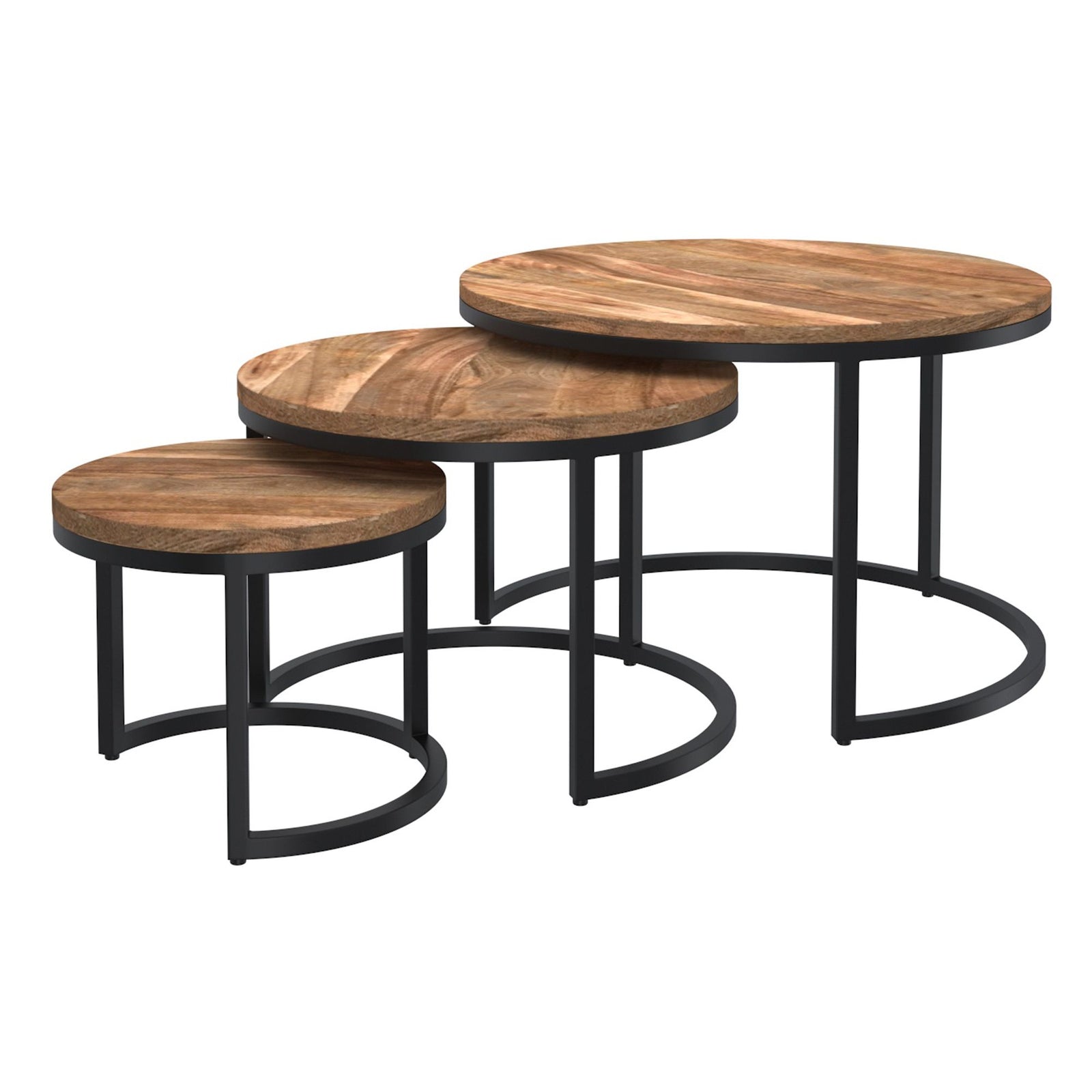 WORLDWIDE - DARSH 3 PCS COFFEE TABLE SET IN NATURAL & BLACK