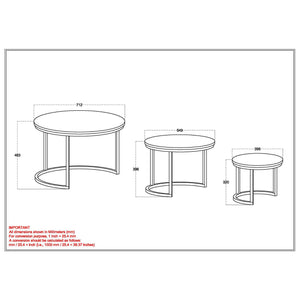 WORLDWIDE - DARSH 3 PCS COFFEE TABLE SET IN NATURAL & BLACK