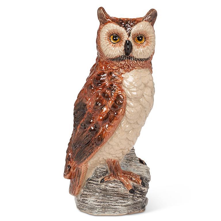 TALL HORNED OWL VASE