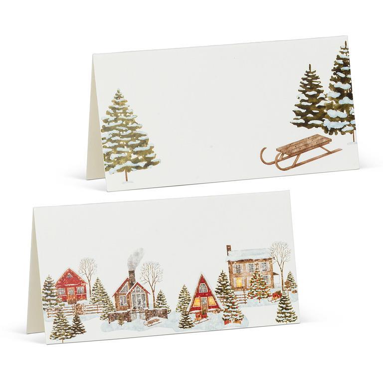 WINTER HOUSES FOLD PLACECARDS 12 PCS