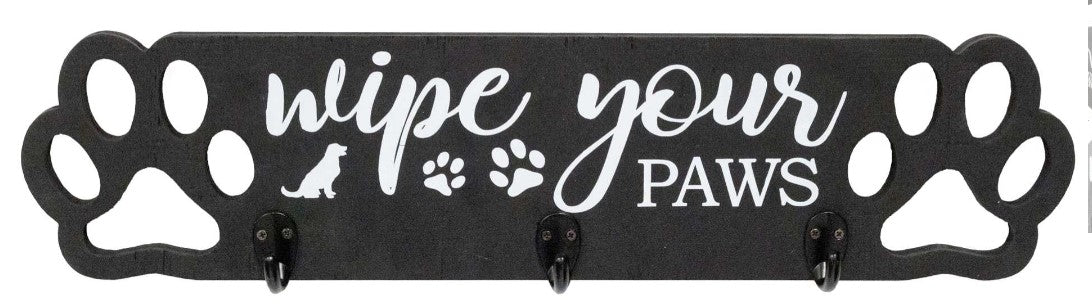 BLACK METAL "WIPE YOUR PAWS" WALL ART