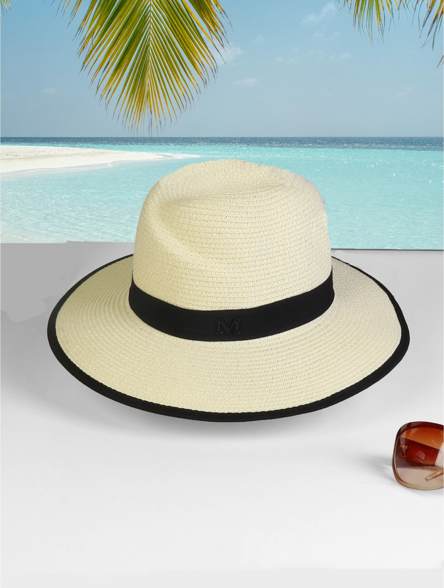 LADIES SUMMER FEDORA HAT WITH BLACK EDGE