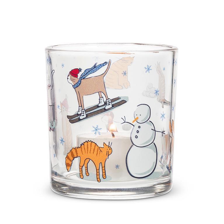 WINTER SPORTS CATS VOTIVE 3"H