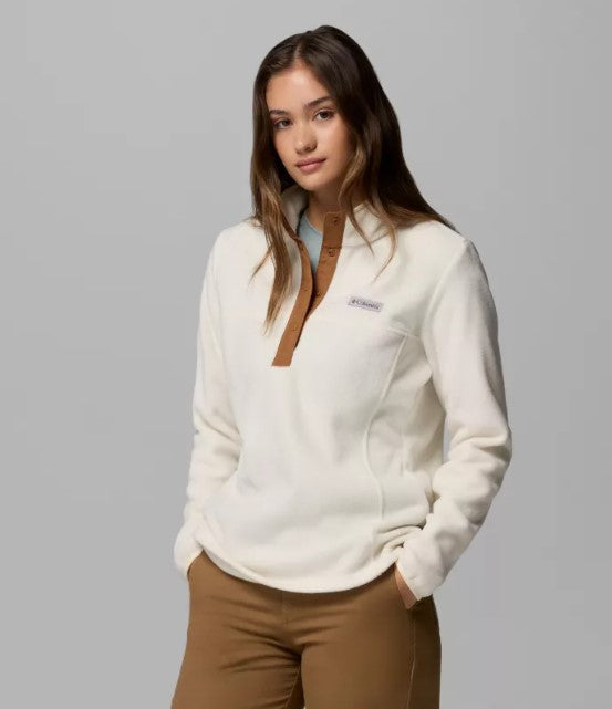 WOMEN'S 1/2 SNAP PULL OVER - CHALK, CAMEL BROWN