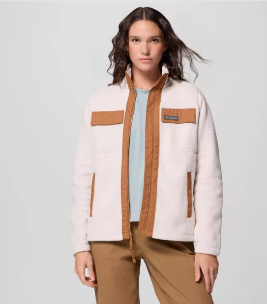 WOMEN'S FULL ZIP FLEECE DARK STONE, CAMEL BROWN