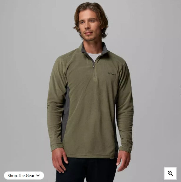 MEN'S HALF ZIP SWEATER STONE GREEN, SHARK