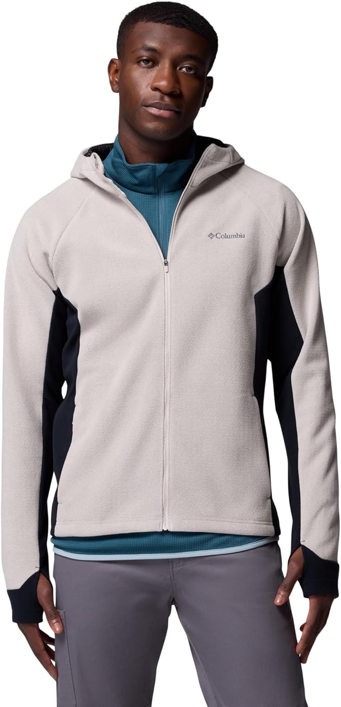 MEN'S HOODED FULL ZIP SWEATER - DARK STONE, BLACK