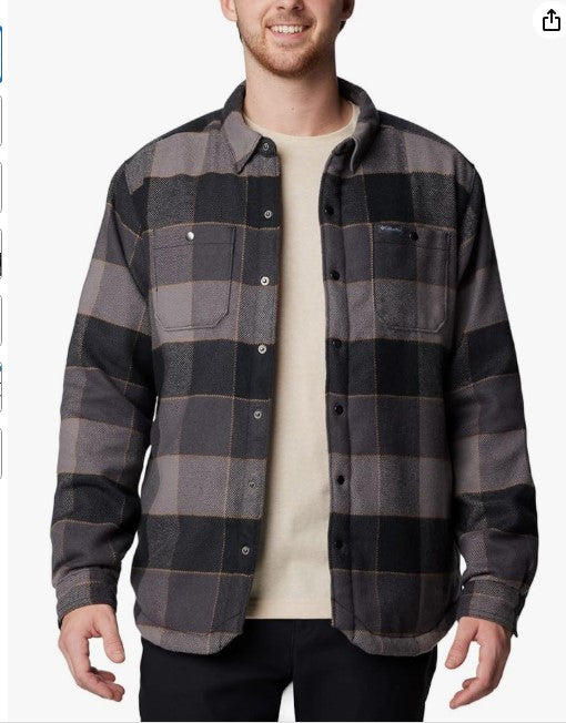 MEN'S SHIRT JACKET - BLACK TRAPPER WINDOWPANE