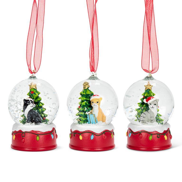 MINI CAT SNOW GLOBE ORNAMENT (2.5:H)