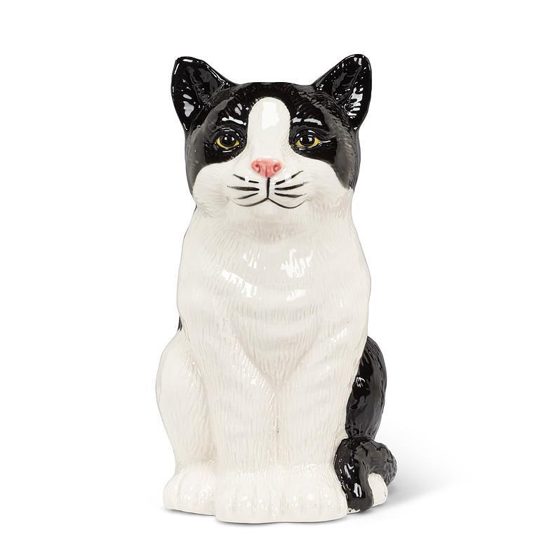 BLACK & WHITE SITTING CASE VASE (8"H)