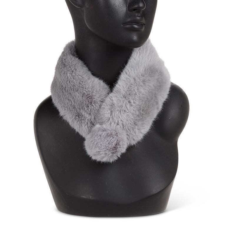 GREY MAGNETIC SCARF WITH POMPOM