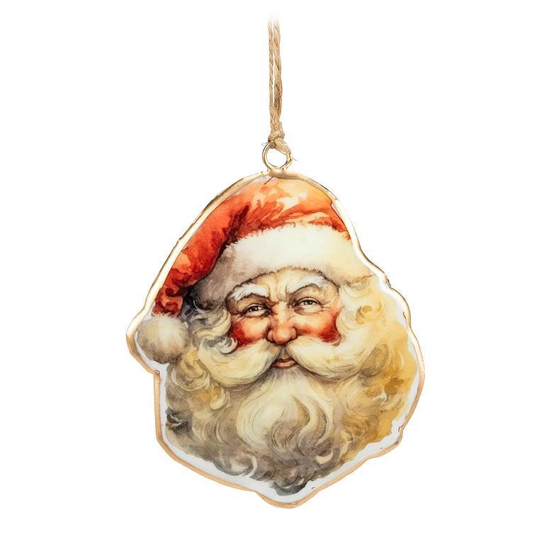 HAPPY SANTA FACE ORNAMENT 4"H