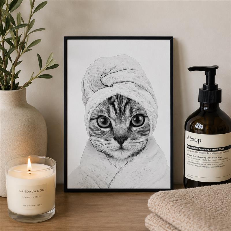 CAT IN TOWEL WALL DECOR