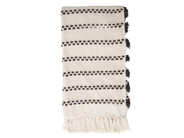 DOTTED STRIPE COTTON THROW (CREAM / BROWN)