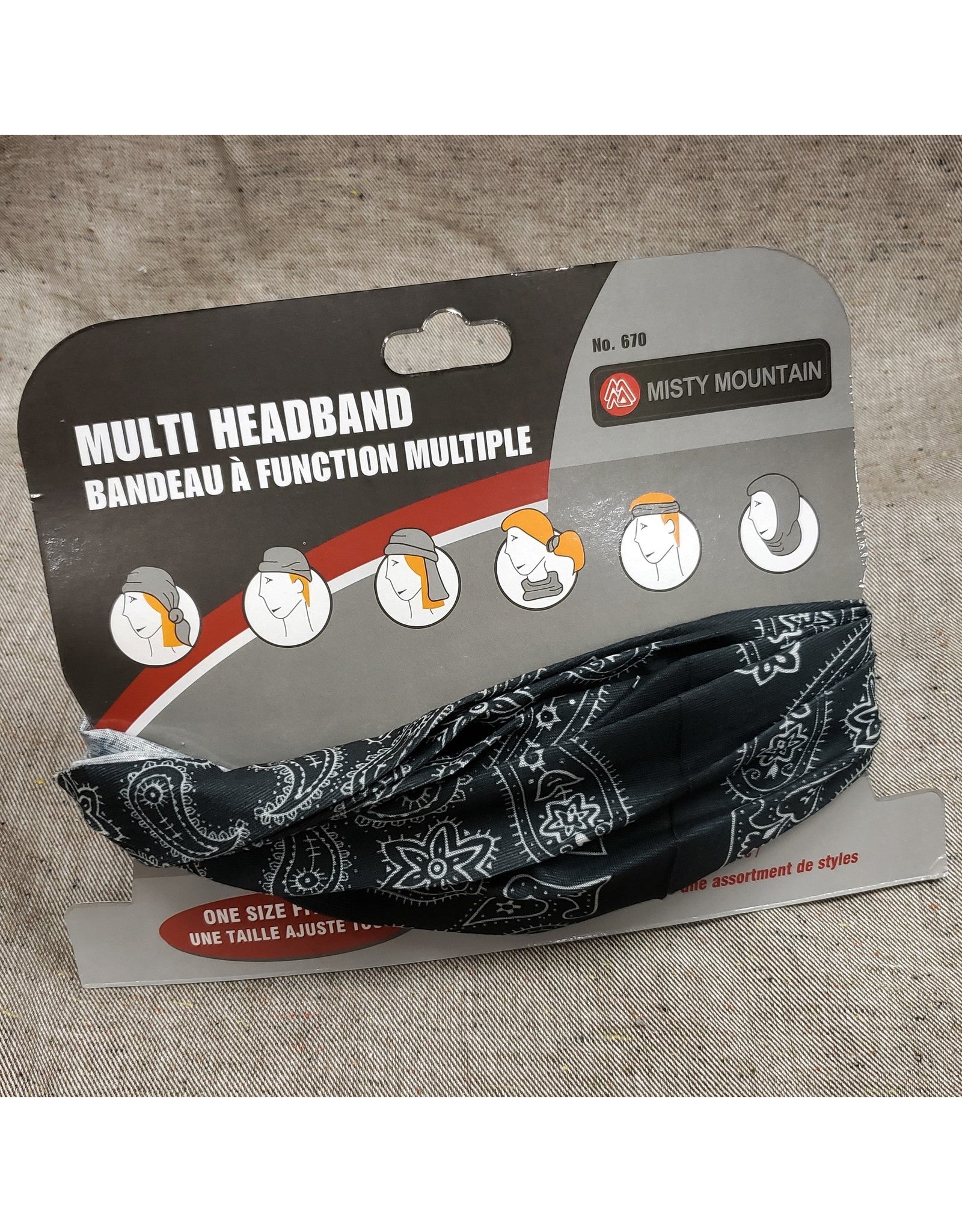 WORLD FAMOUS - MULTI USE HEADBAND / BUFF BLACK WITH PRINT