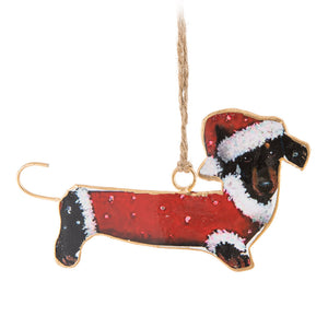 FESTIVE DASHUND ORNAMENT