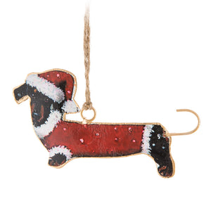 FESTIVE DASHUND ORNAMENT
