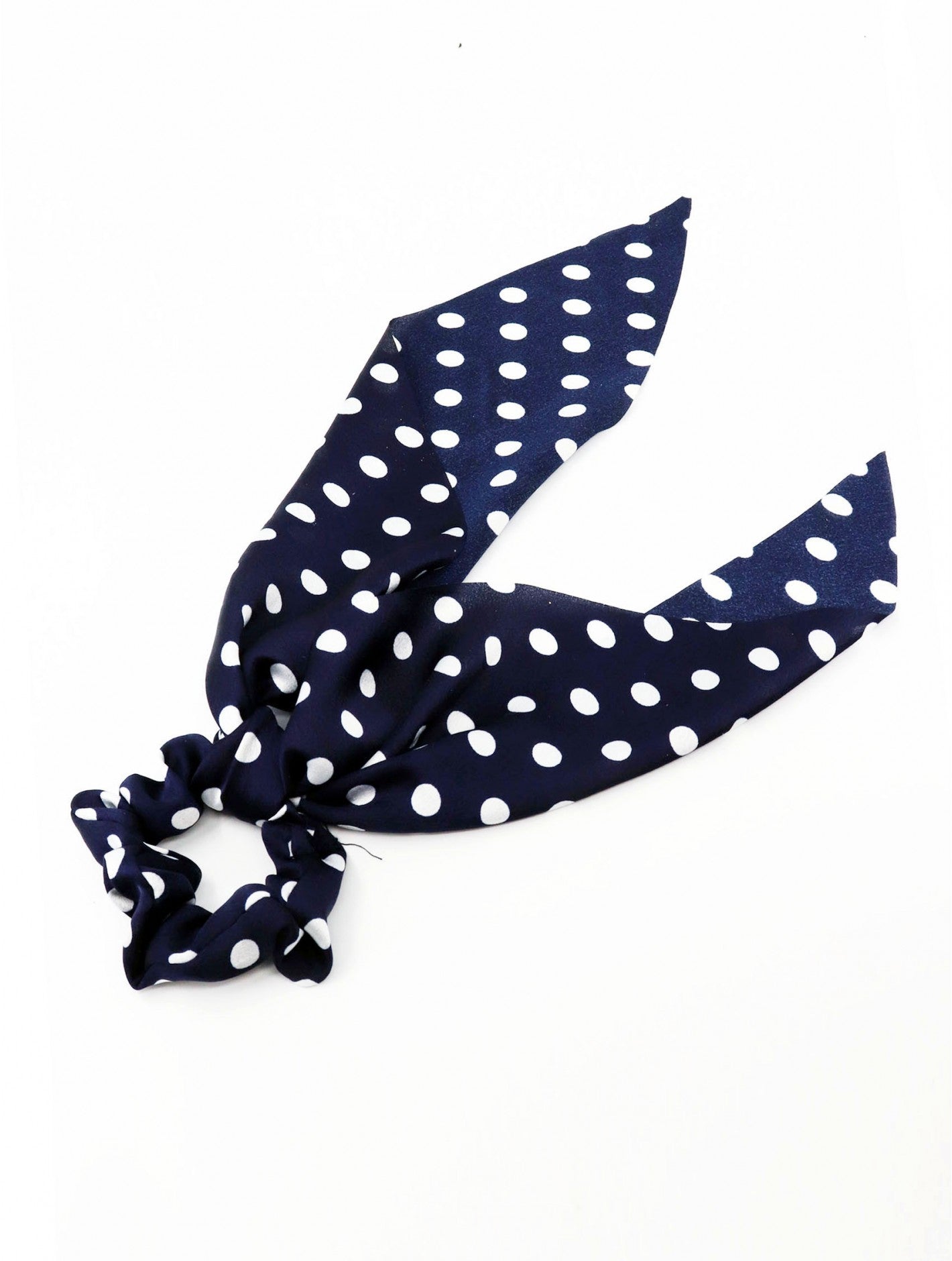 NAVY POLKA DOT HAIR SCRUNCHIE