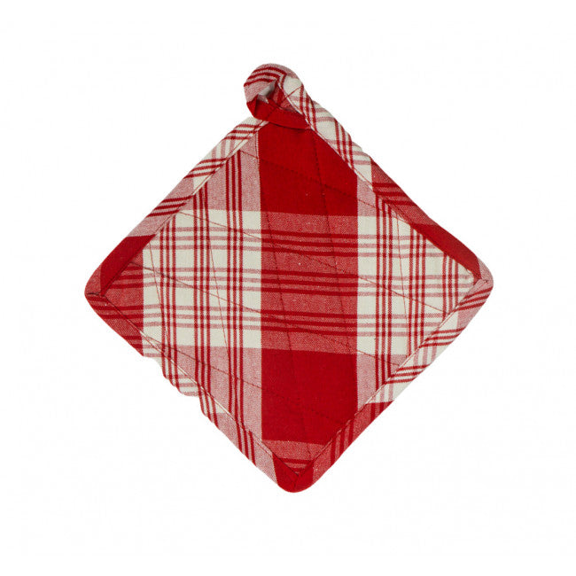 STONE RED PLAID POT HOLDER 8X8"