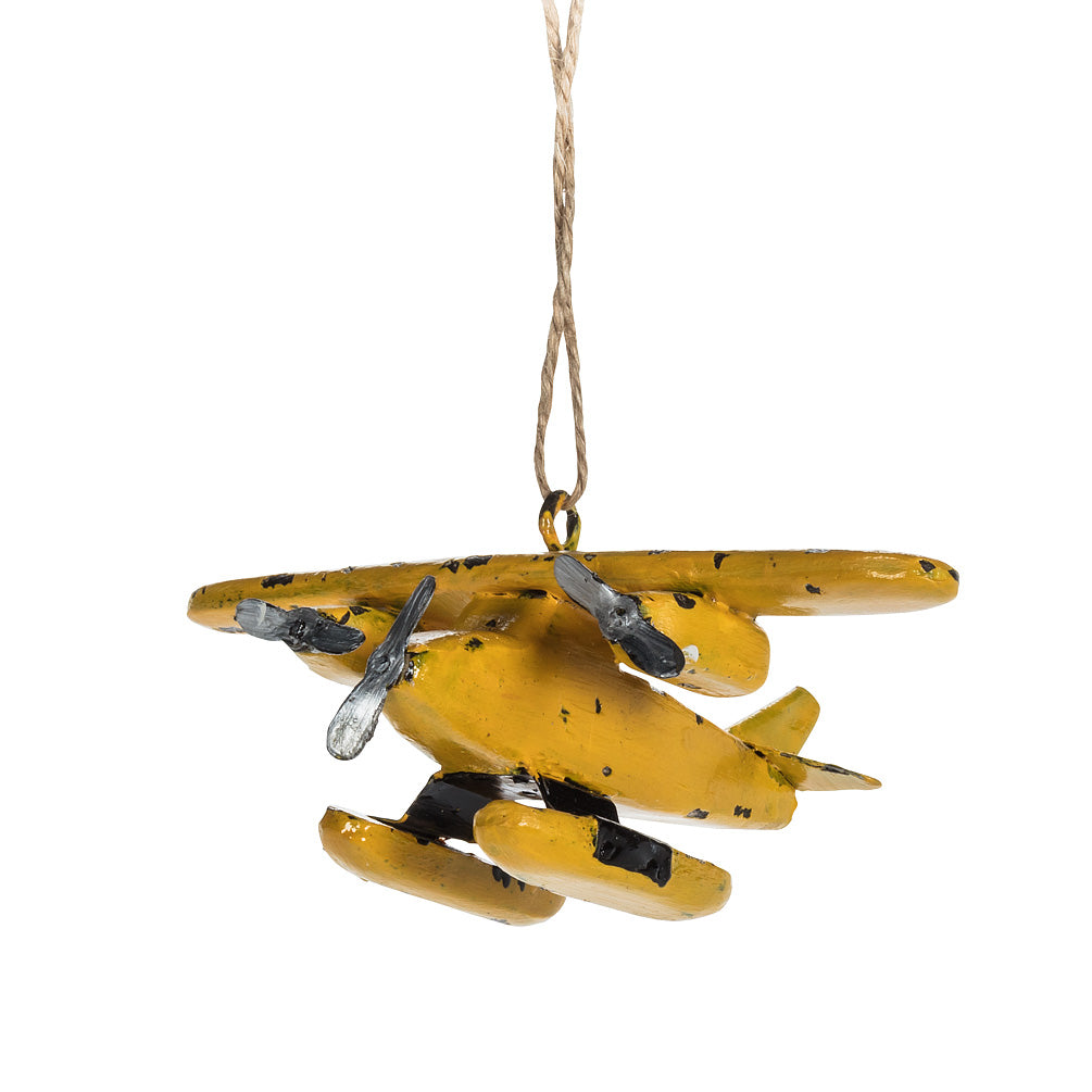 YELLOW FLOAT PLANE ORNAMENT 5"L