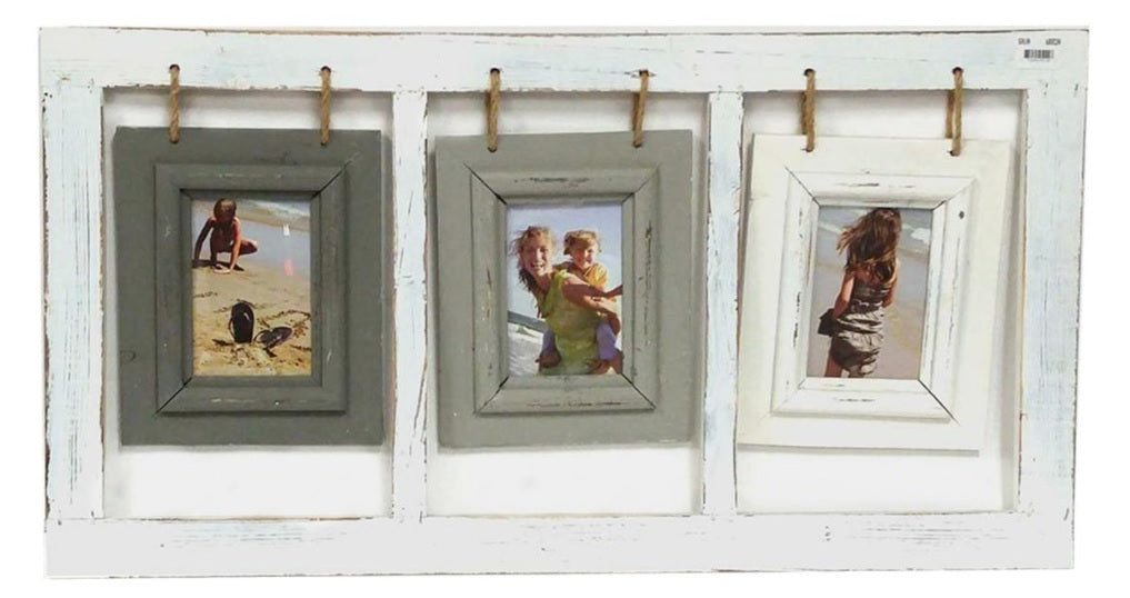 SPLASH - DISTRESSED 3 PICTURE FRAME